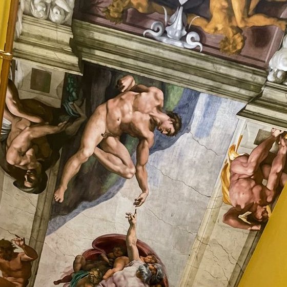 Printed ceiling, stairwell